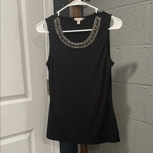 Banana Republic Black Tank Top with Embellished Neckline